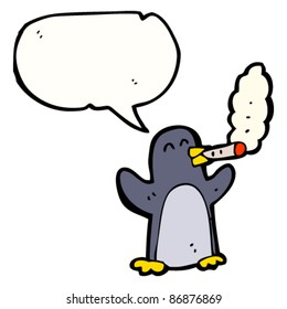 Pinguin mit Sprechblase-Cartoon rauchen