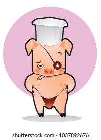 smoking pig chef character design