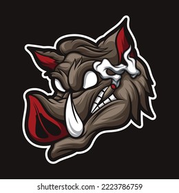 Smoking Pig design with angry expression