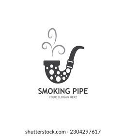 Smoking pipe black and white contour drawing logo