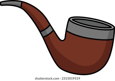 Smoking Pipe Cartoon Colored Clipart Illustration