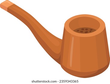 Smoking pipe cartoon icon. Vintage wooden smoker symbol isolated on white background