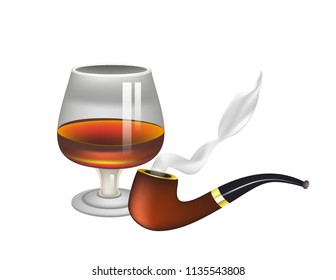 Smoking pipe and cognac