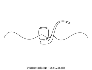 Smoking pipe continuous one line drawing vector illustration