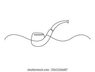 Smoking pipe continuous one line drawing vector illustration