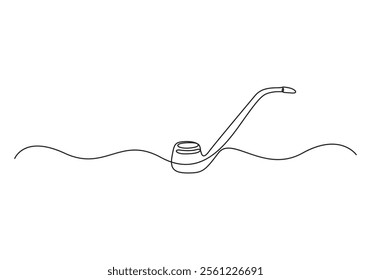 Smoking pipe continuous one line drawing vector illustration