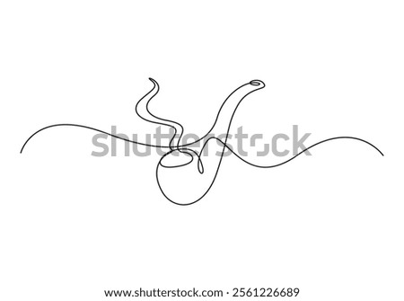 Smoking pipe continuous one line drawing vector illustration