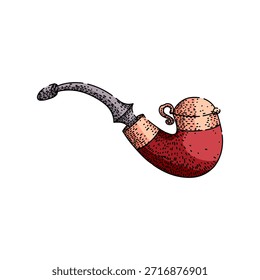 Tubo de fumagem trabalhada com uma tampa articulada na tigela e uma haste decorativa, ilustrando um estilo vintage adequado para projetos retrô ou conceitos antiquados