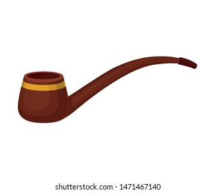 Smoking pipe with a curved arc of a mouthpiece. Vector illustration on white background.