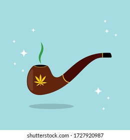 Tubo de tabaco. Diseño de fumar. Elemento para el logotipo, etiqueta. Canabis. Ilustración plana vectorial.