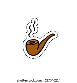 smoking pipe doodle icon, sticker