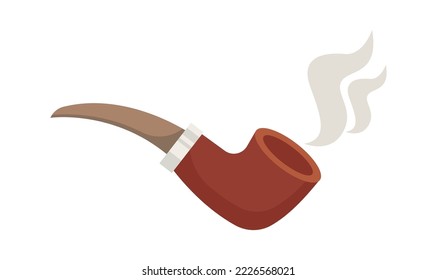 Smoking pipe flat icon Detective set