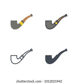 Smoking pipe flat line silhouette icon