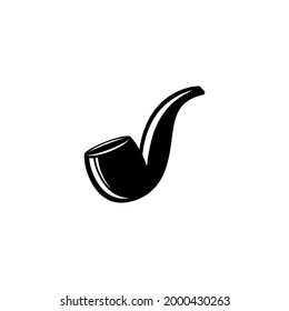Smoking pipe. Gentlemen vinage tobacco pipe. Traditional, classic silhouette. Vector illustration isolated on white. Hipster, vaper style. Father day, pirat captain clip art. 