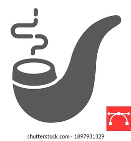 Smoking pipe glyph icon, St. Patricks day and nicotine, smoke pipe vector icon, vector graphics, editable stroke solid sign, eps 10