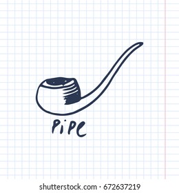 smoking pipe Hand-drawn vector illustration. sketch on the paper