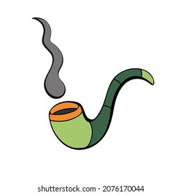 Smoking pipe. Happy St. Patricks Day hand-drawn decorations. Vector illustration in doodle style.