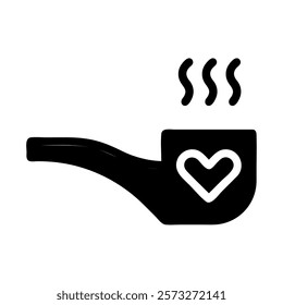 Smoking pipe with heart symbol. Concept of love, passion, and addiction.