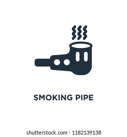 Smoking pipe icon. Black filled vector illustration. Smoking pipe symbol on white background. Can be used in web and mobile.