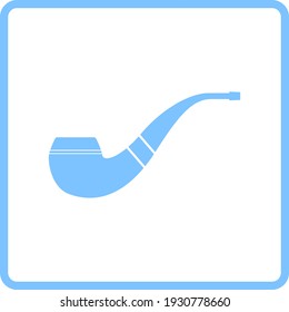 Icono de la tubería de tabaco. Diseño de marco azul. Ilustración vectorial.