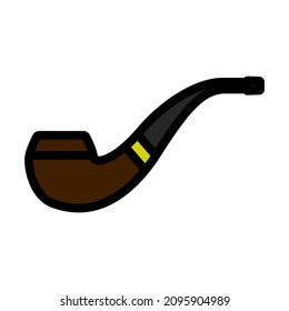 Smoking Pipe Icon. Editable Bold Outline With Color Fill Design. Vector Illustration.