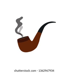 smoking pipe icon in flat style isolated vector illustration on white transparent background