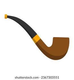 Smoking pipe icon in flat style isolated on white background.