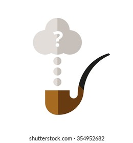 Smoking Pipe Icon in flat style. Thinking process concept