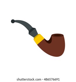 Smoking pipe icon in flat style isolated on white background. Tobacco symbol vector illustration