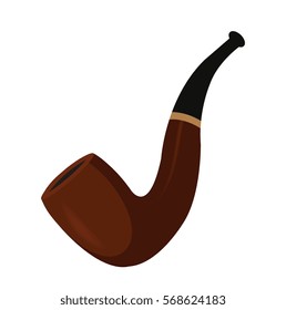 Smoking pipe, icon flat style. St. Patrick's Day symbol. Isolated on white background. Vector illustration