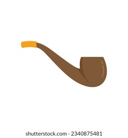 Smoking pipe icon flat vector. Smoke tobacco pipe. Old wood cigar isolated