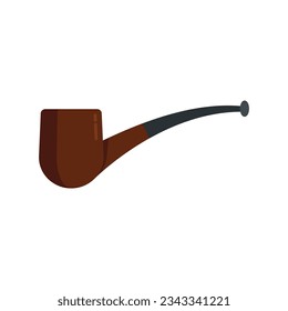 Smoking pipe icon flat vector. Smoke tobacco. Old wood isolated