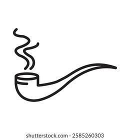 Smoking Pipe Icon Isolated flat vector in outline