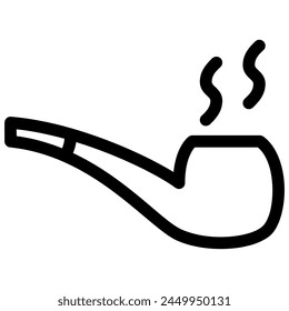 smoking pipe icon with outline style