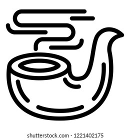 Smoking pipe icon. Outline smoking pipe vector icon for web design isolated on white background
