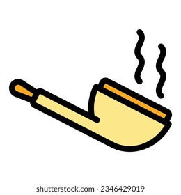 Smoking pipe icon outline vector. Cigar smoke. Vape health color flat