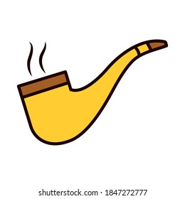 smoking pipe icon over white background, line and fill style, vector illustration