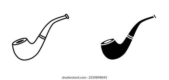 Smoking pipe Icon set in black color for ui designs