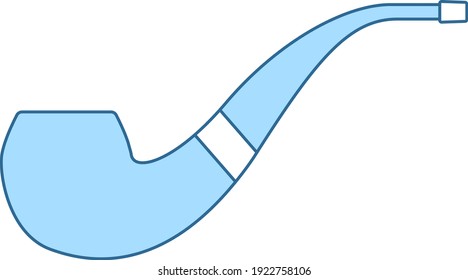 Smoking Pipe Icon. Thin Line With Blue Fill Design. Vector Illustration.