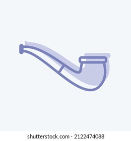 Icono de la tubería de tabaco en estilo de dos tonalidades de moda aislado en un fondo azul suave