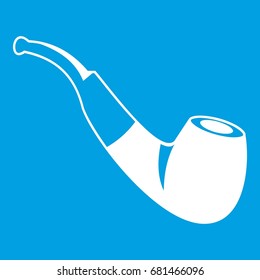 Smoking pipe icon white isolated on blue background vector illustration
