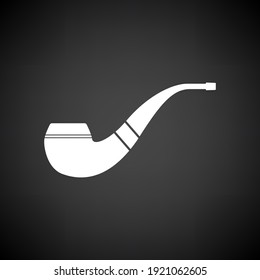 Icono de la tubería de tabaco. Blanco sobre fondo negro. Ilustración vectorial.