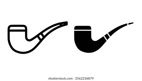 Smoking pipe Icons pack in outlined and flat versions