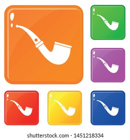 Smoking pipe icons set collection vector 6 color isolated on white background