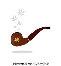 Tubo de humo aislado en el fondo blanco. Diseño de fumar. Elemento para el logotipo, etiqueta. Canabis. Ilustración plana vectorial.