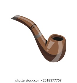 Smoking pipe isolated on a white background. Smoking pipe color icon, classic smoke pipe vector illustration