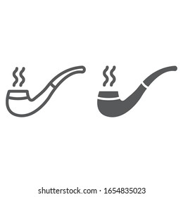 Smoking pipe line and glyph icon, st patrick s day and retro, tobacco pipe sign, vector graphics, a linear pattern on a white background, eps 10