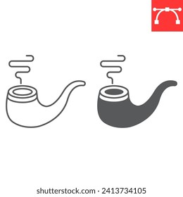 Smoking pipe line and glyph icon, St. Patrick's Day and accessories for smoking , pipe vector icon, vector graphics, editable stroke outline sign, eps 10.