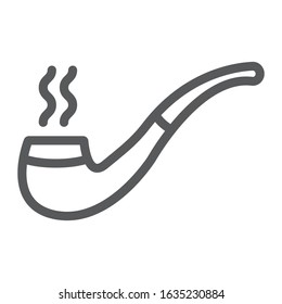 Smoking pipe line icon, st patrick's day and retro, tobacco pipe sign, vector graphics, a linear pattern on a white background, eps 10