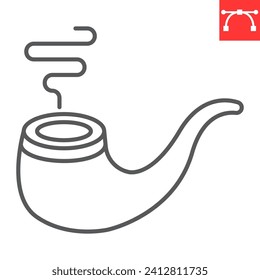 Smoking pipe line icon, St. Patrick's Day and accessories for smoking , pipe vector icon, vector graphics, editable stroke outline sign, eps 10.